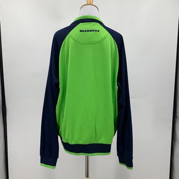 Seattle Seahawks Jacket Womens XL Navy Lime Fleece Lined Zip Up Track NFL - Picture 8 of 15